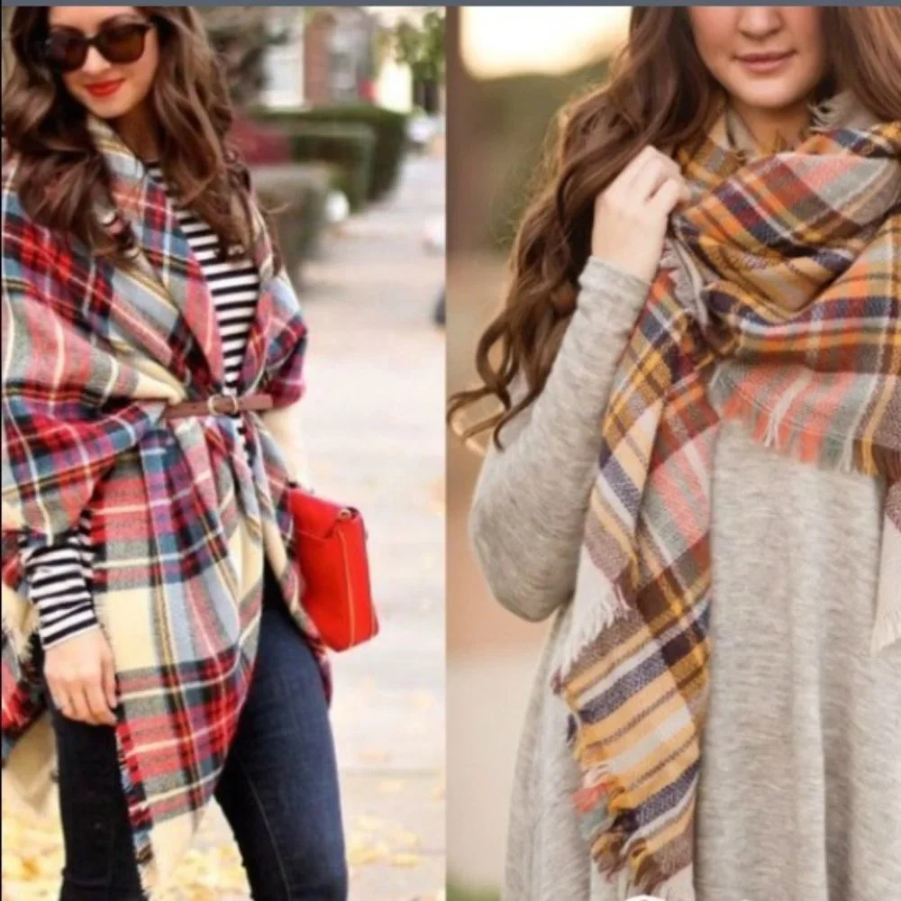 D&Y Square Blanket Scarf Blue, Red, & white/ stars